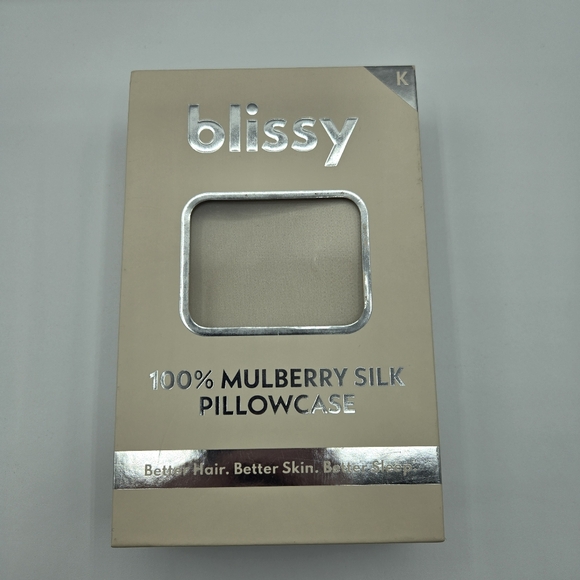 NWT Blissy Mulberry Silk King Pillowcase, Natural Beige - Picture 5 of 7